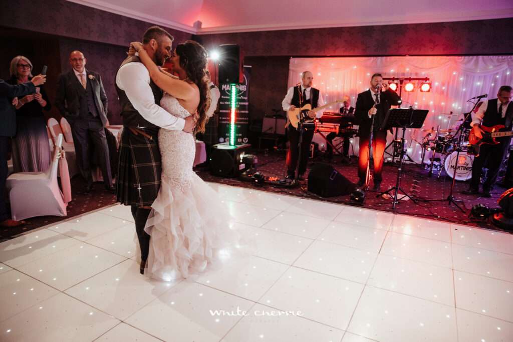 wedding first dance rufflets St.Andrews hire fife wedding and party band the dirty martinis bride groom blog