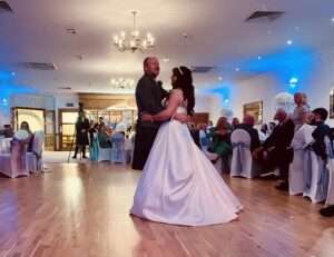 bride and groom first dance Garvock Hotel 19th March 2022 Fife best wedding band The Dirty Martinis